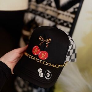 Stylish Black Cap with Gold Chain